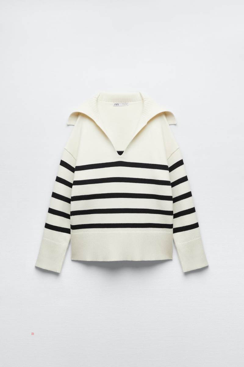 ZARA STRIPED KNIT Tröjor Dam Blå | QZRGP-4276
