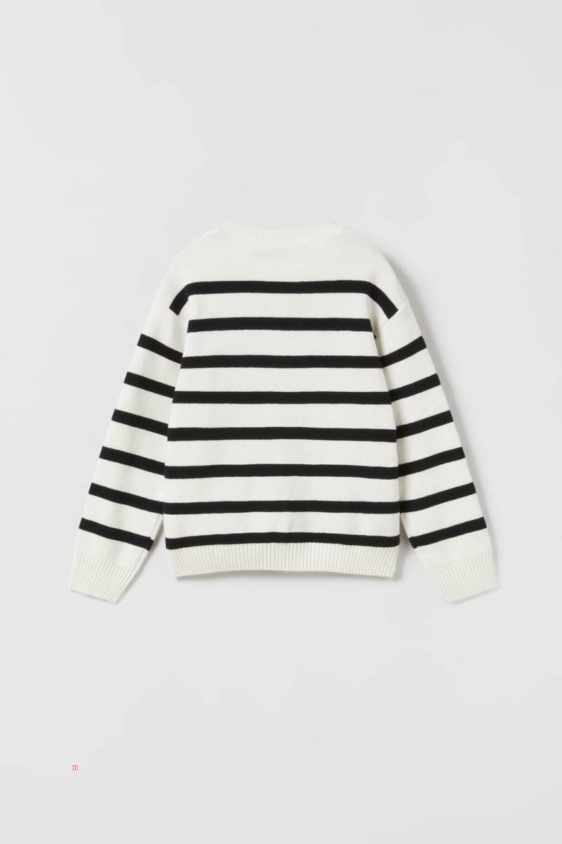 ZARA STRIPED KNIT Tröjor Pojke Marinblå Blå | VLKQE-5310