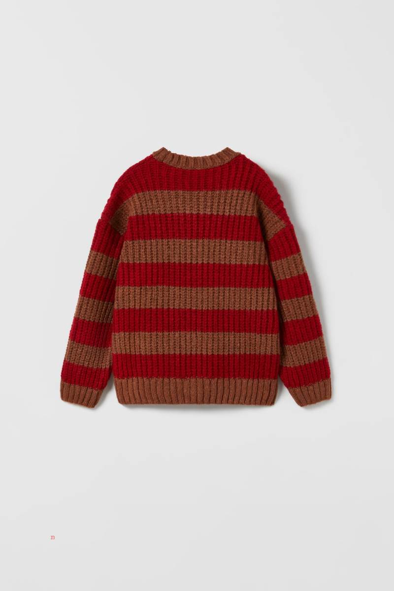 ZARA STRIPED KNIT Tröjor Pojke Röda | KJRGP-3782