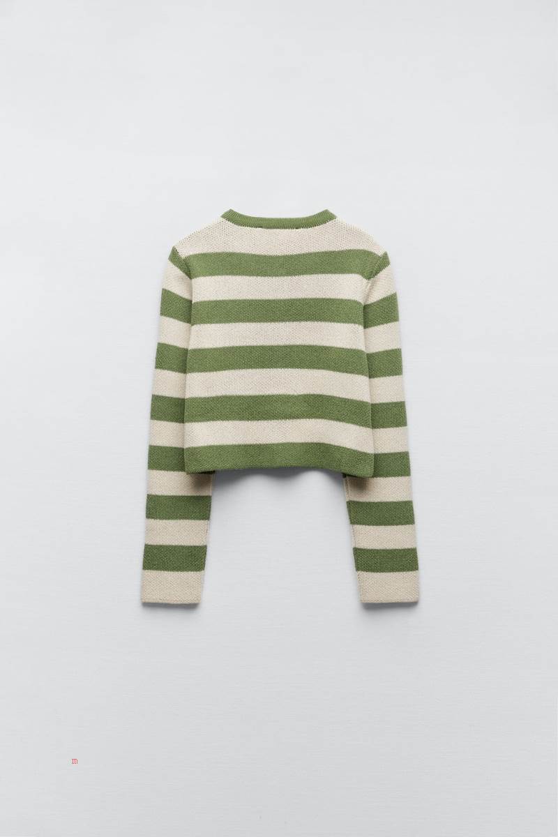 ZARA STRIPED KNIT WITH GOLD BUTTONS Cardigan Dam Colorful | FLOMZ-8105