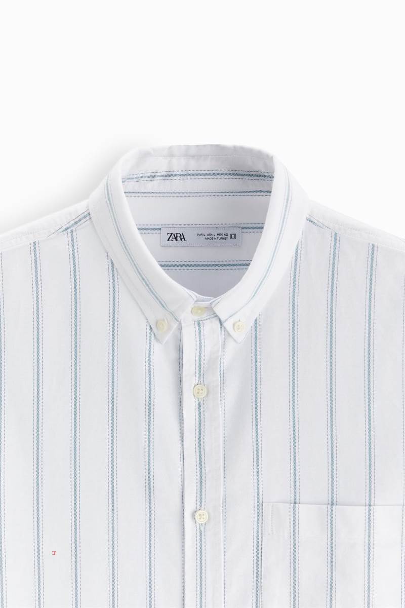 ZARA STRIPED OXFORD Skjorta Herr Vita | HTPVB-3415