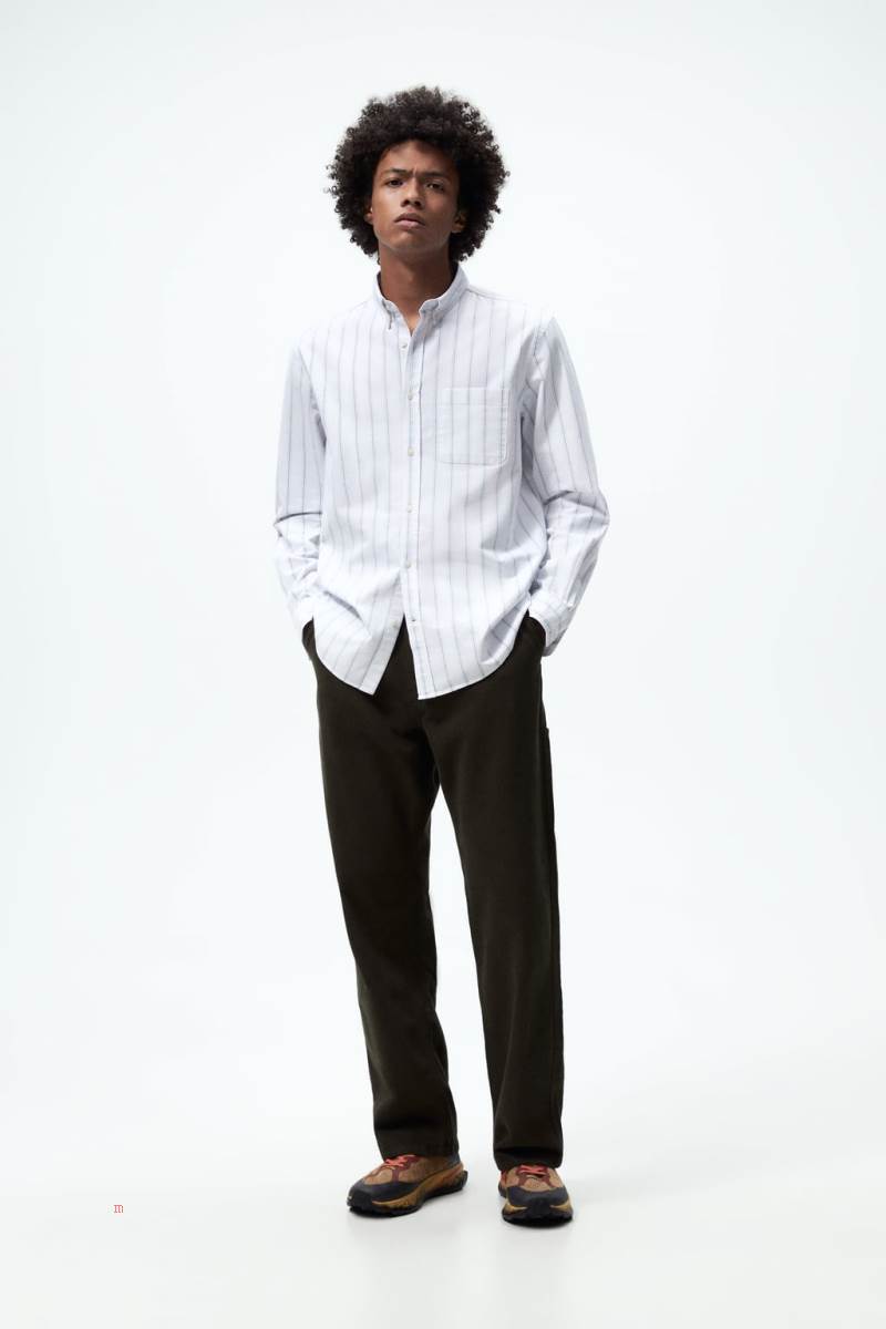 ZARA STRIPED OXFORD Skjorta Herr Vita | HTPVB-3415