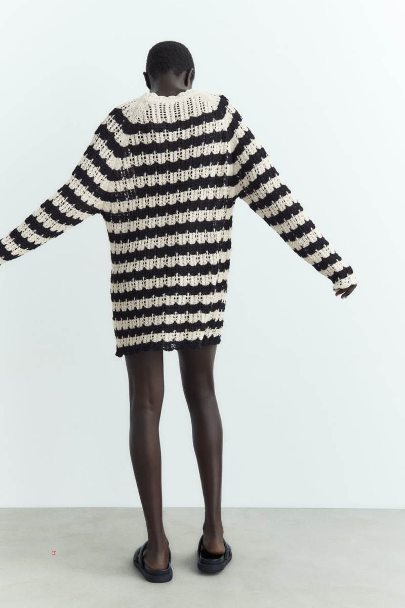 ZARA STRIPED POINTELLE KNIT Tröjor Dam Stripes | VBQXJ-0152
