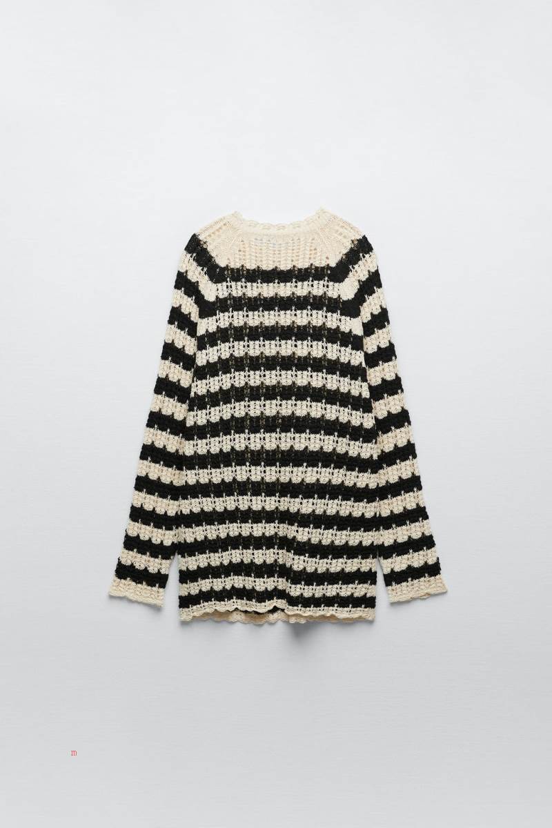 ZARA STRIPED POINTELLE KNIT Tröjor Dam Stripes | VBQXJ-0152