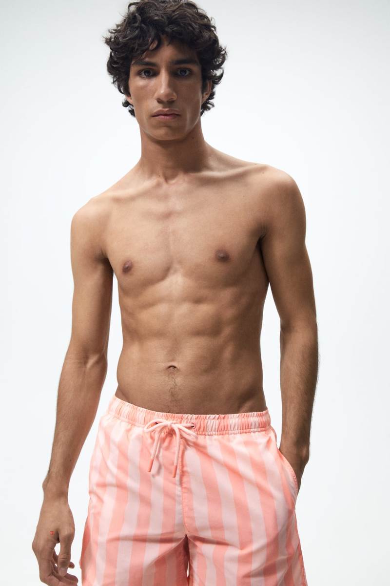 ZARA STRIPED PRINT SWIMMING TRUNKS Badkläder Herr Rosa | OZBUA-9261