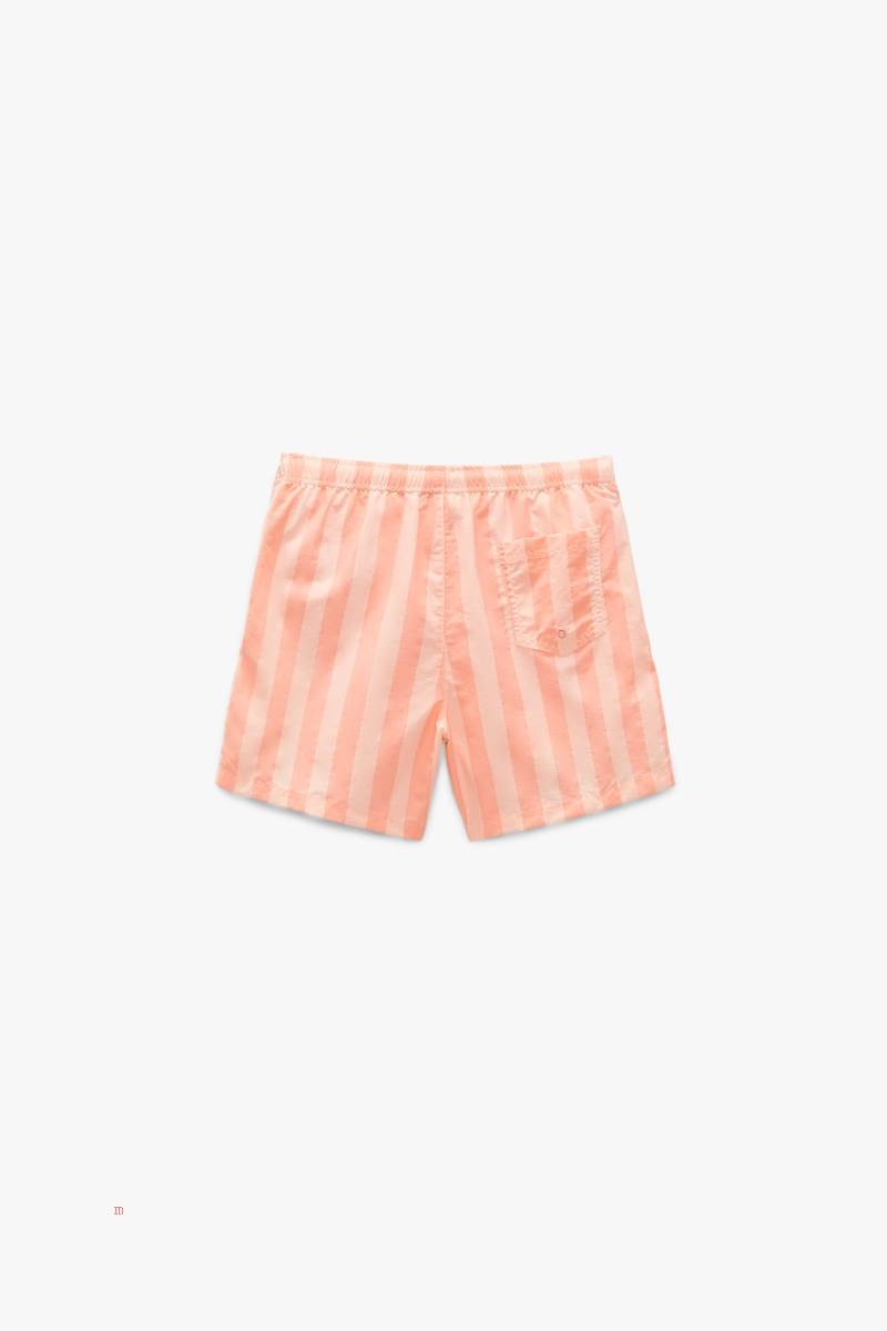 ZARA STRIPED PRINT SWIMMING TRUNKS Badkläder Herr Rosa | OZBUA-9261
