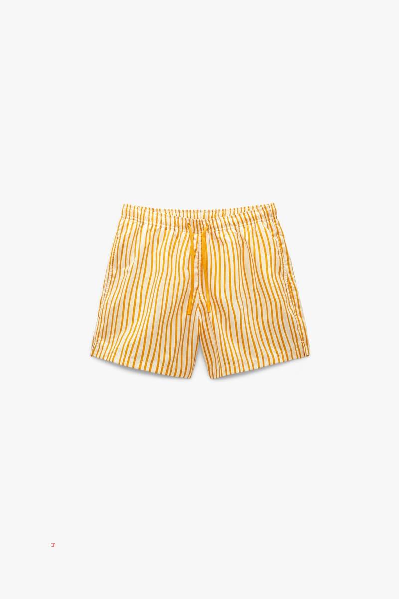 ZARA STRIPED PRINT SWIMMING TRUNKS Badkläder Herr Gula | SWVLQ-8192