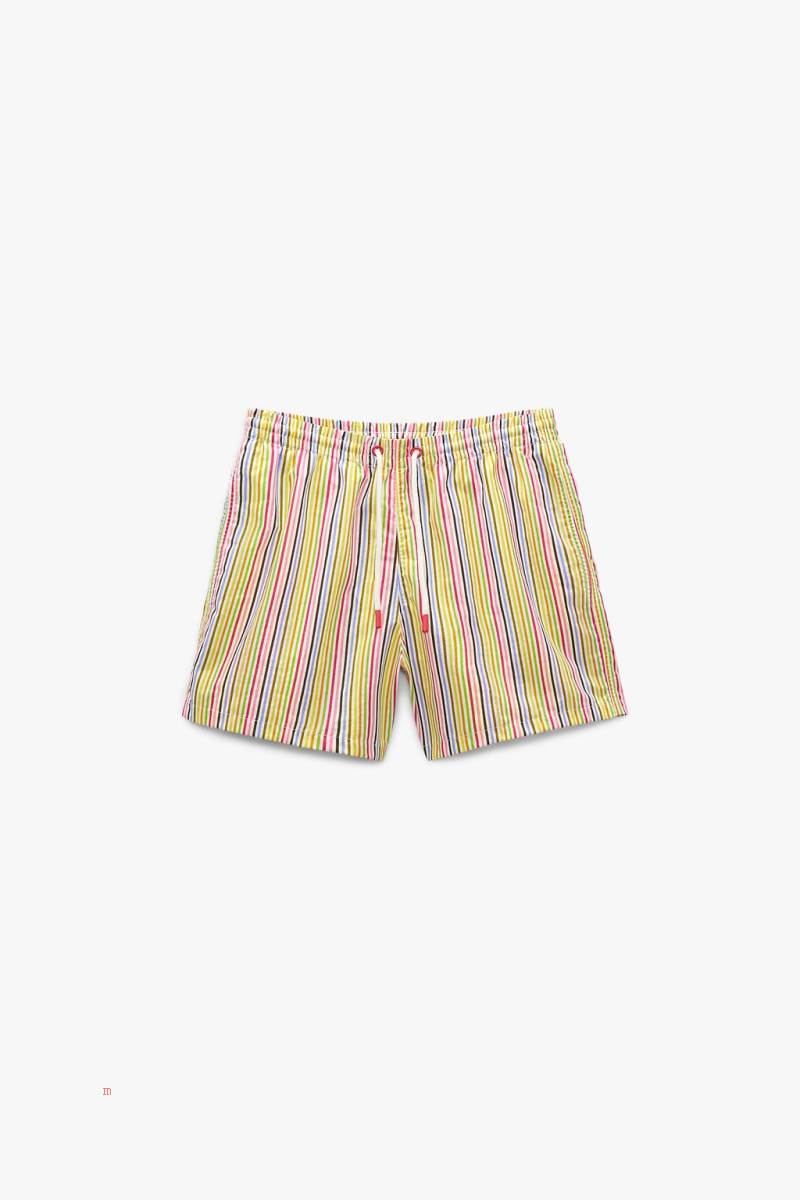 ZARA STRIPED PRINT SWIMMING TRUNKS Badkläder Herr Bruna | UXSKW-7395