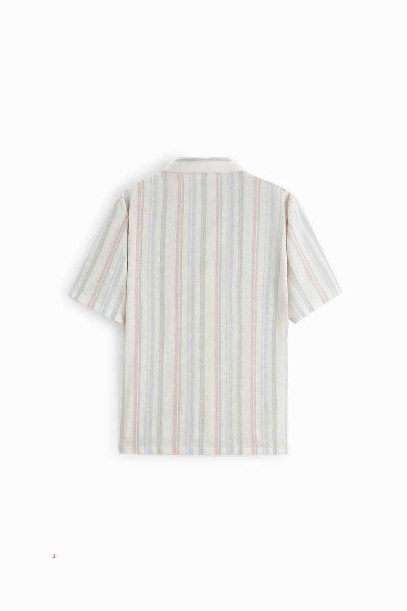 ZARA STRIPED Skjorta Herr Blå | JQPGS-0163