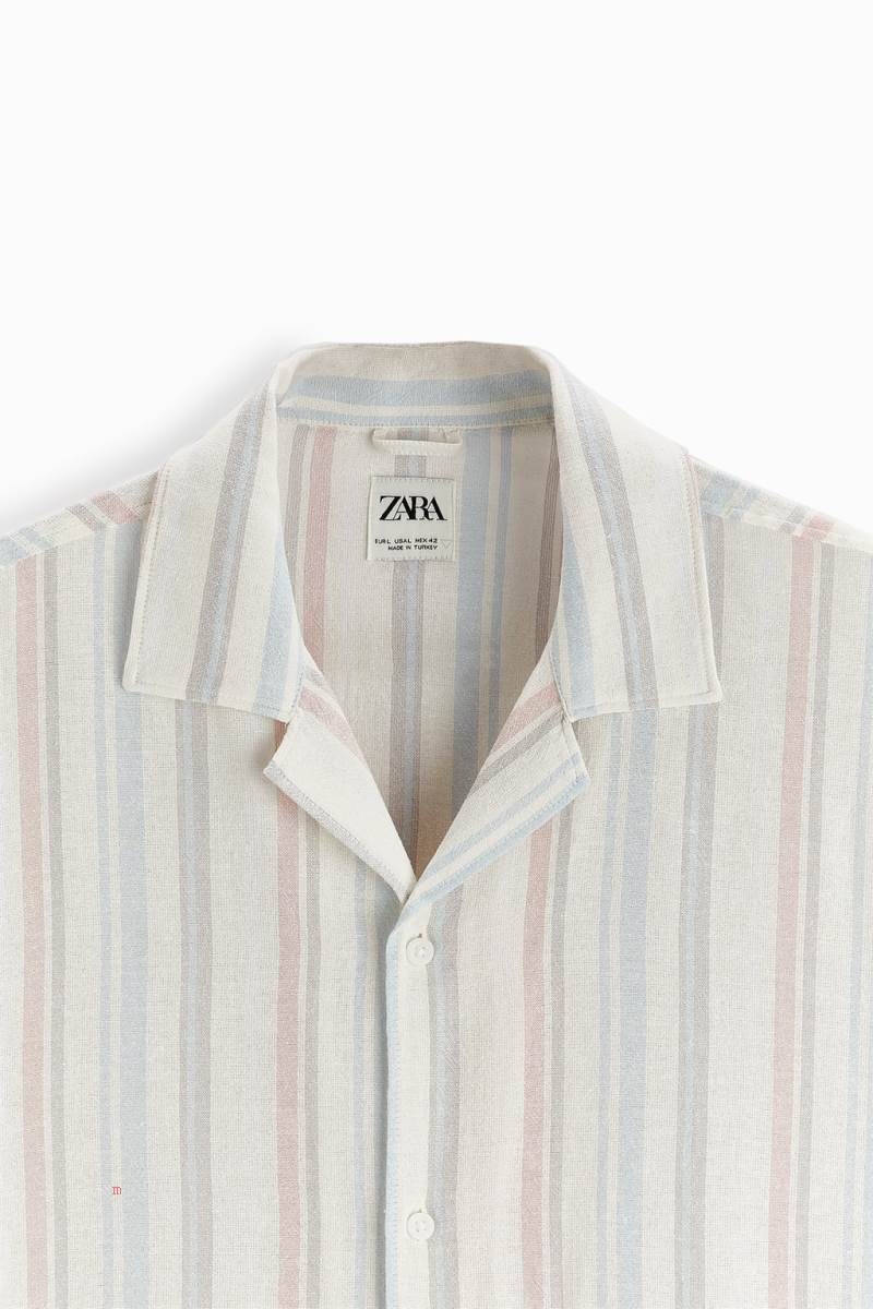 ZARA STRIPED Skjorta Herr Blå | JQPGS-0163