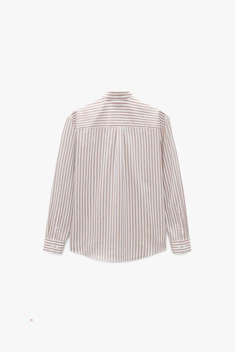 ZARA STRIPED Skjorta Herr Vita Bruna | BAOGY-8246