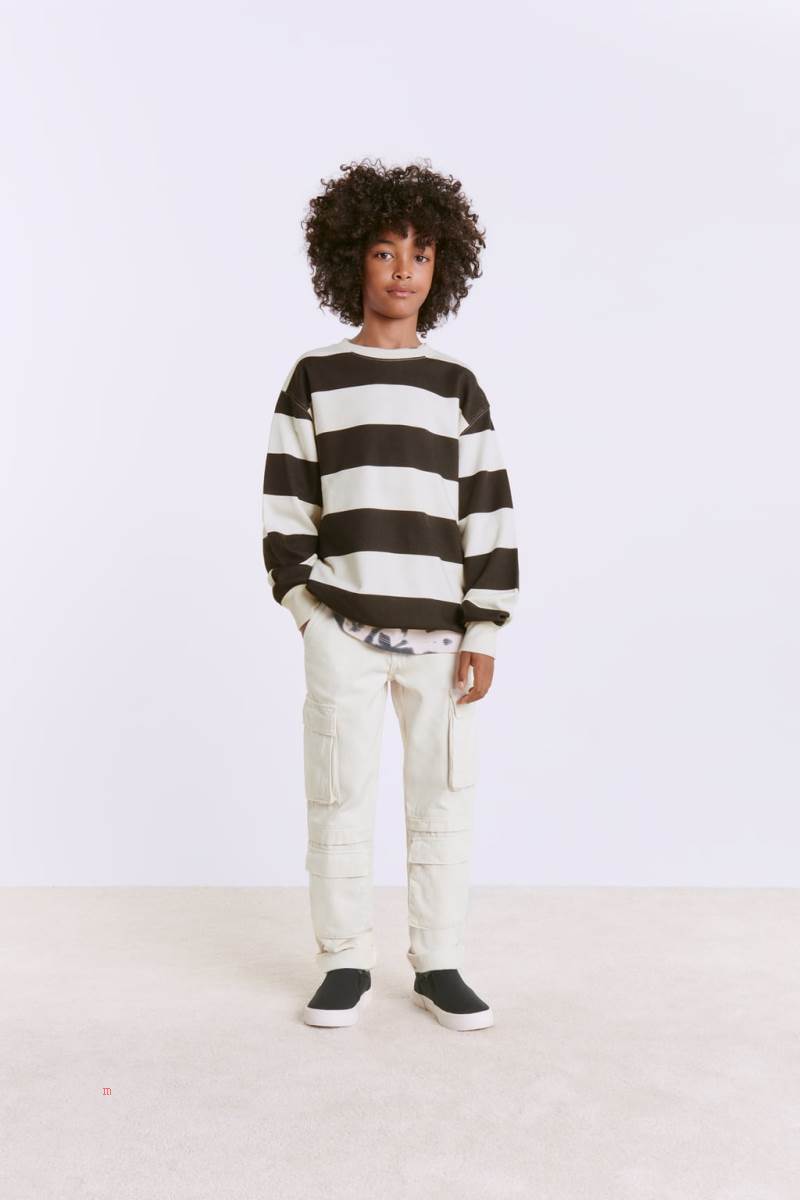 ZARA STRIPED Sweatshirt Pojke Svarta | JLQNG-1476