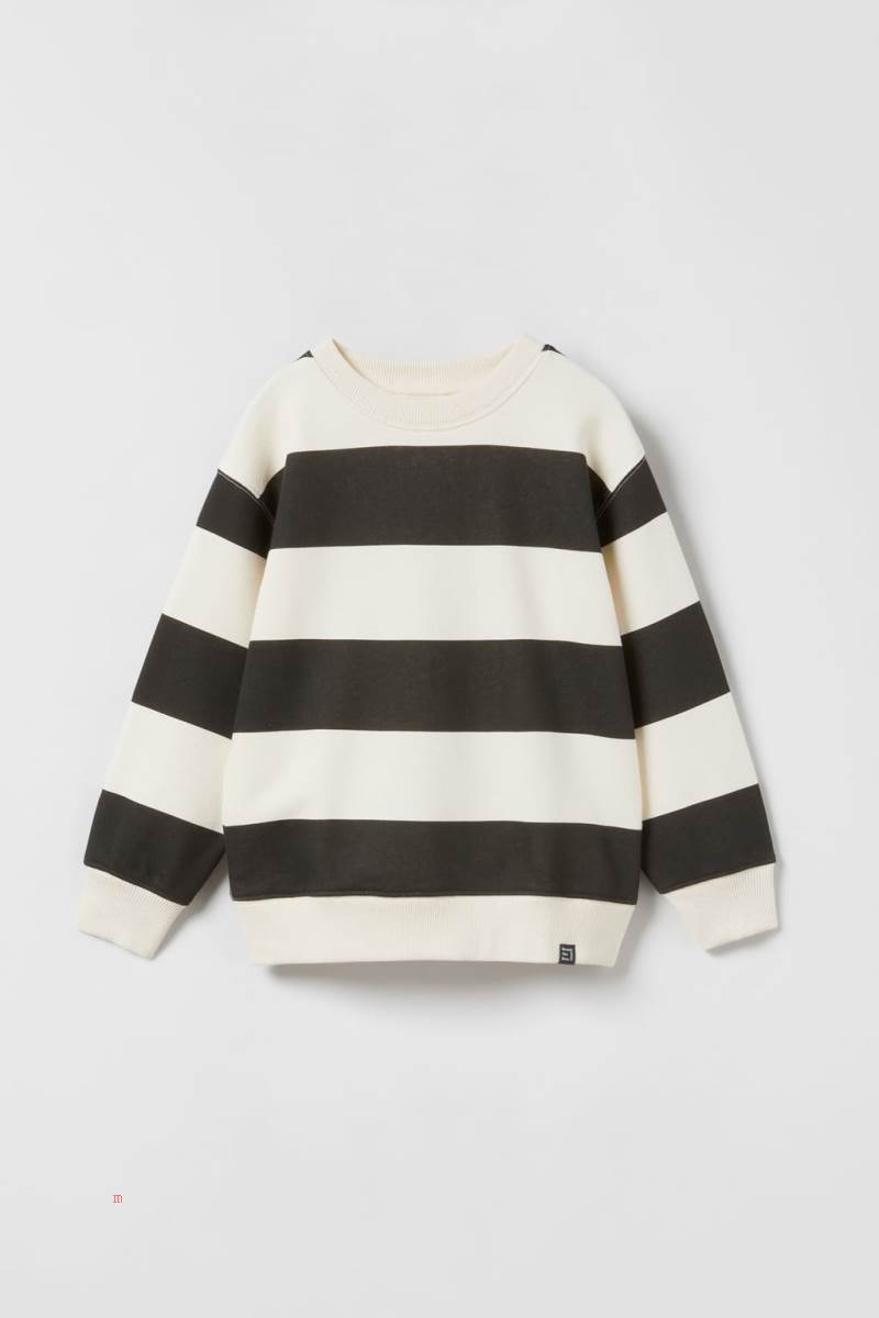 ZARA STRIPED Sweatshirt Pojke Svarta | JLQNG-1476