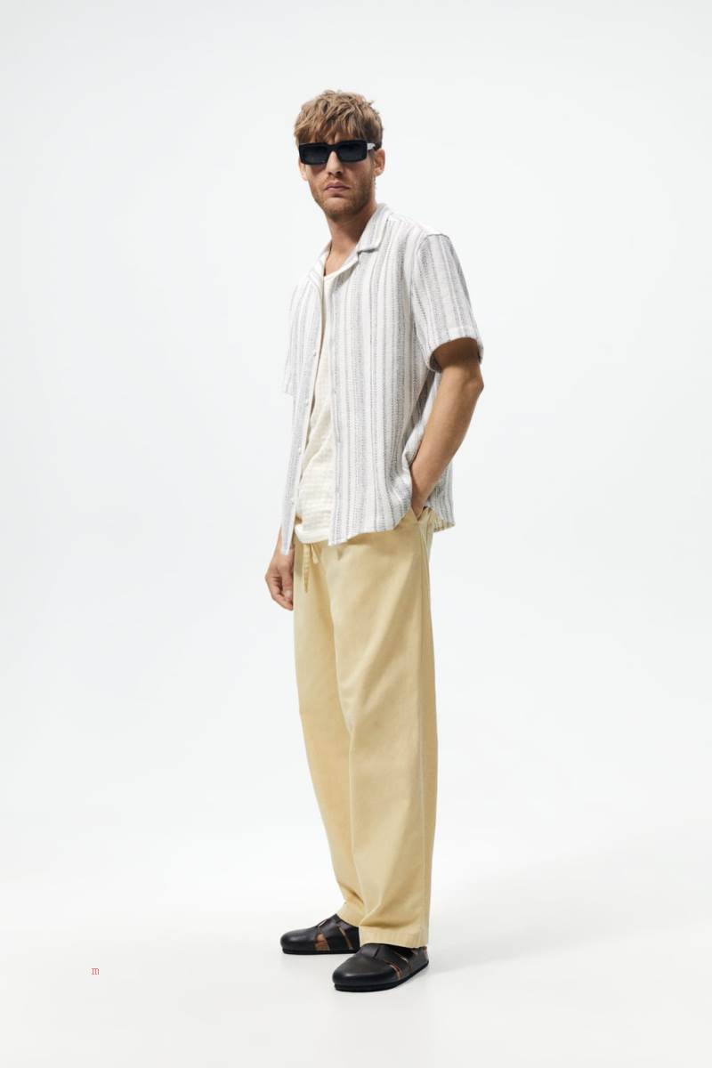 ZARA STRIPED TEXTURED Skjorta Herr Grå | UZHWG-3285