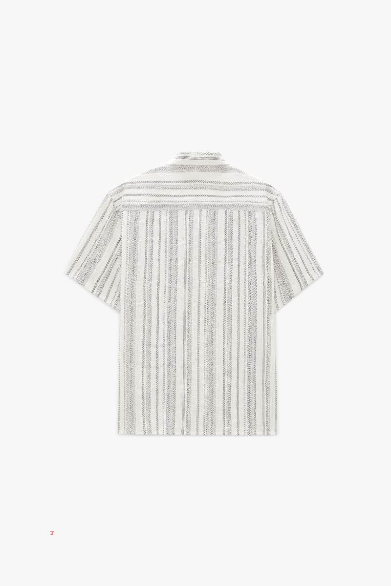 ZARA STRIPED TEXTURED Skjorta Herr Grå | UZHWG-3285