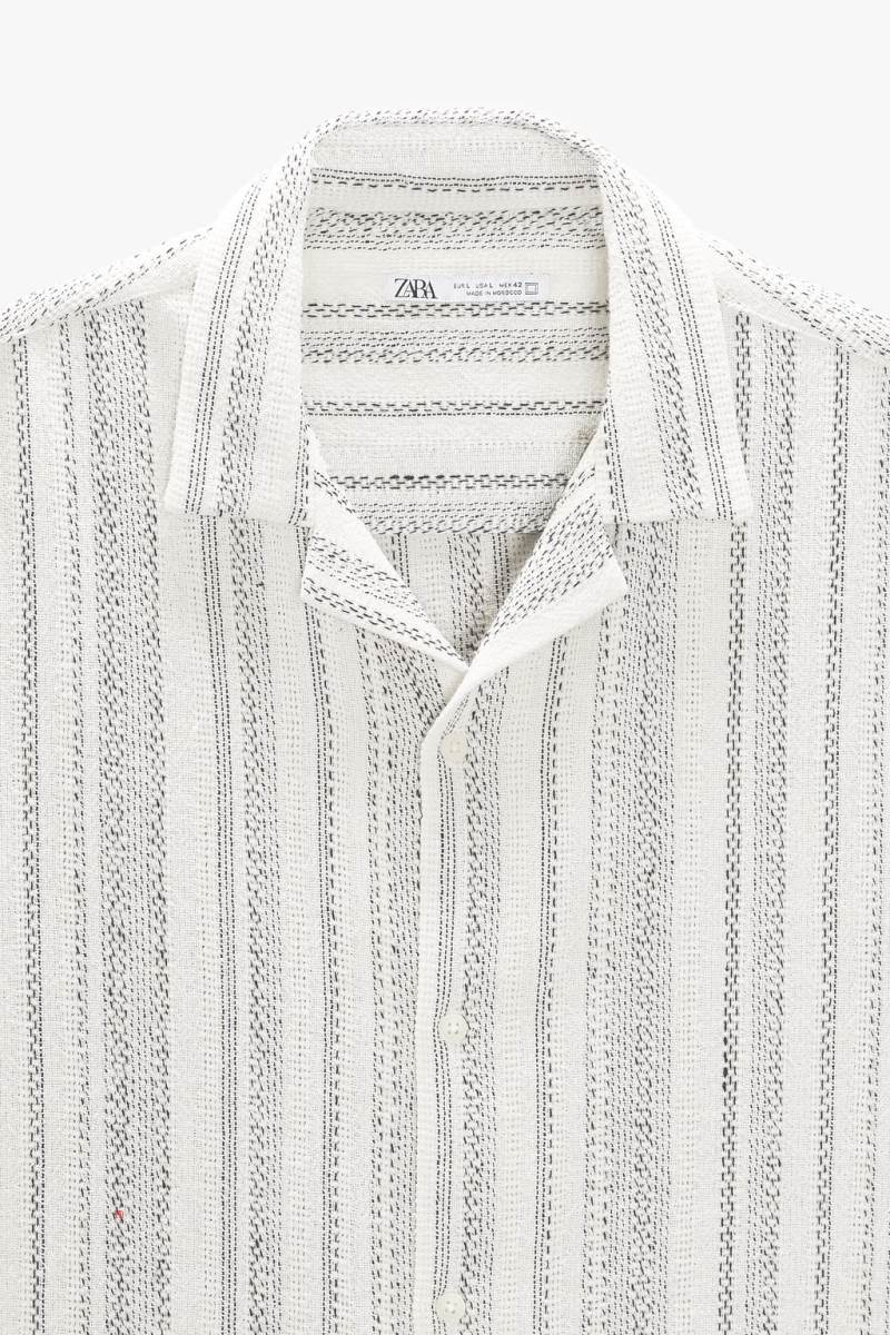 ZARA STRIPED TEXTURED Skjorta Herr Grå | UZHWG-3285