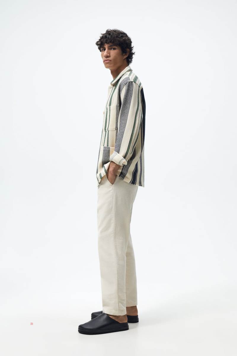 ZARA STRIPED TEXTURED Övertröja Herr Gröna | PICGA-9385