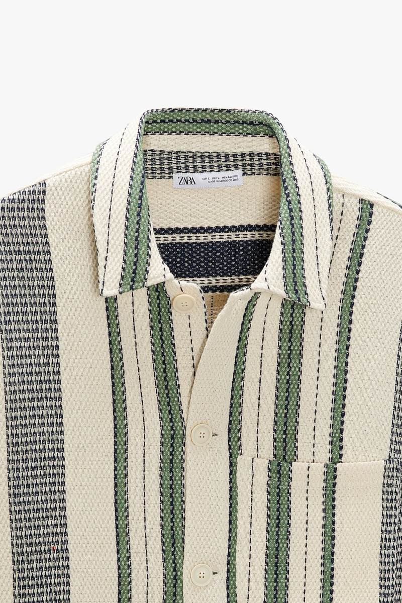 ZARA STRIPED TEXTURED Övertröja Herr Gröna | PICGA-9385