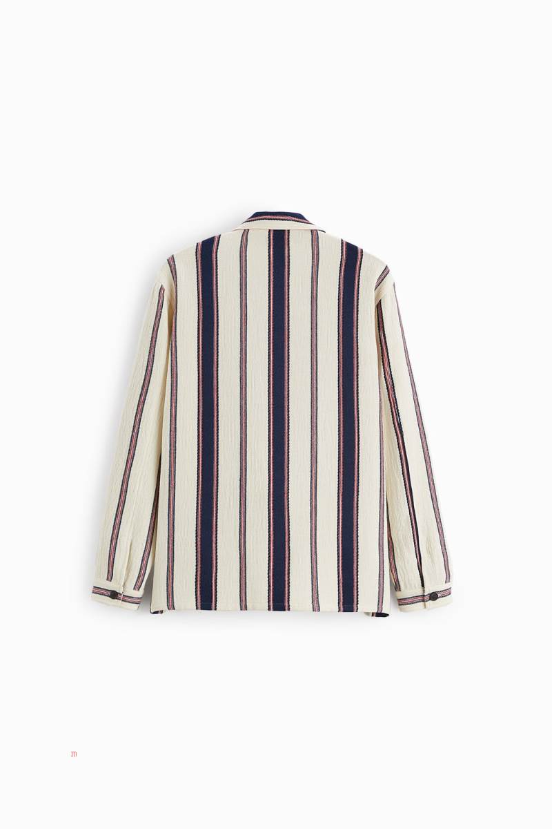 ZARA STRIPED TEXTURED Övertröja Herr Marinblå | XDSEG-4983