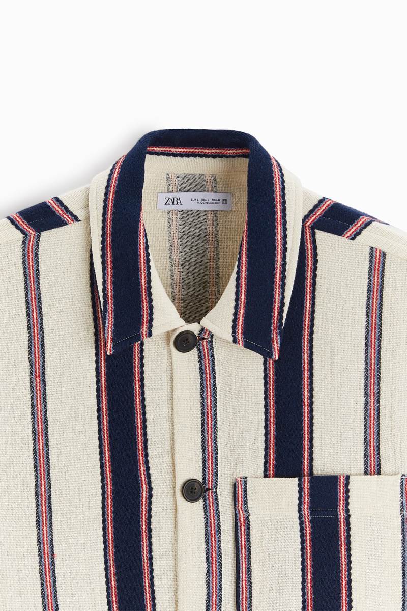 ZARA STRIPED TEXTURED Övertröja Herr Marinblå | XDSEG-4983