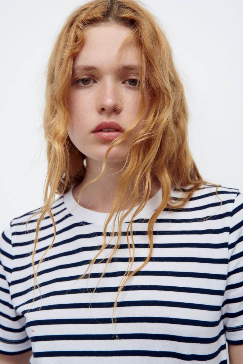 ZARA STRIPED T-shirt Dam Stripes | XZPLC-5690