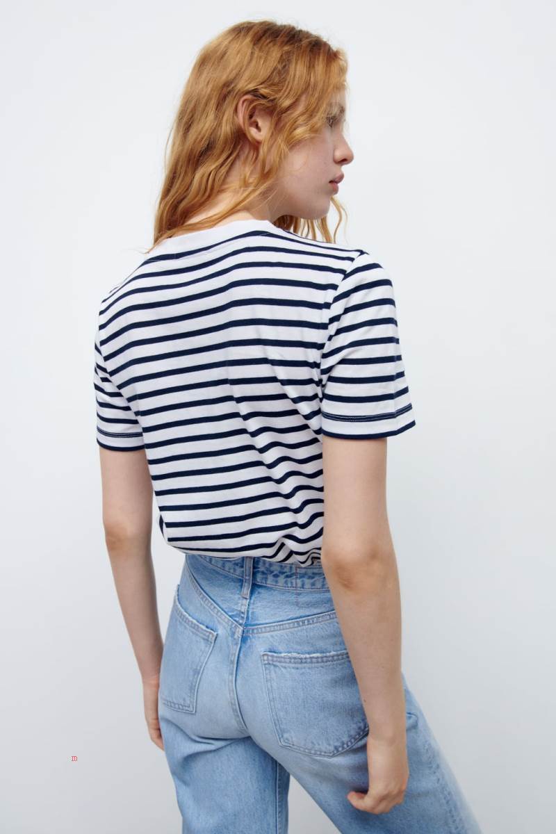 ZARA STRIPED T-shirt Dam Stripes | XZPLC-5690