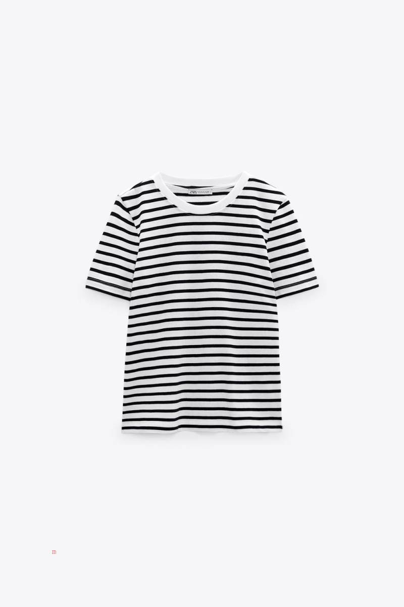 ZARA STRIPED T-shirt Dam Stripes | XZPLC-5690