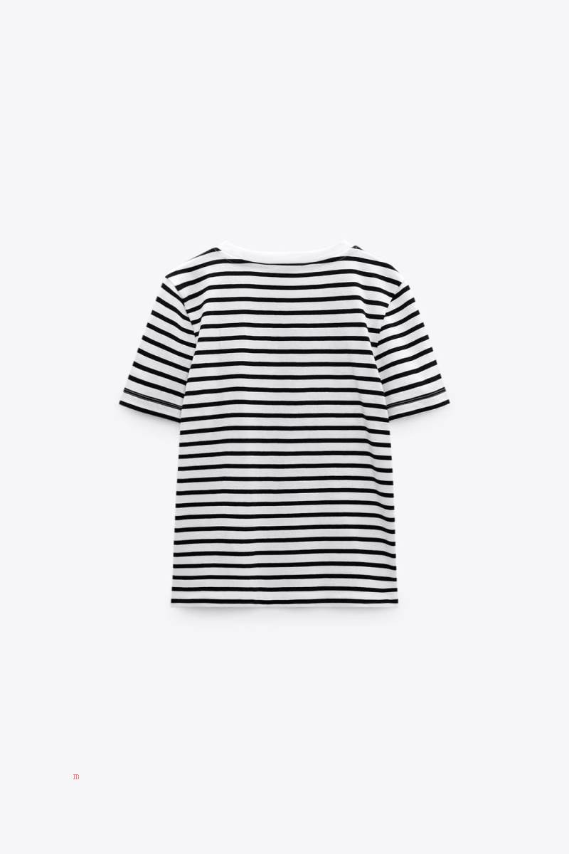 ZARA STRIPED T-shirt Dam Stripes | XZPLC-5690
