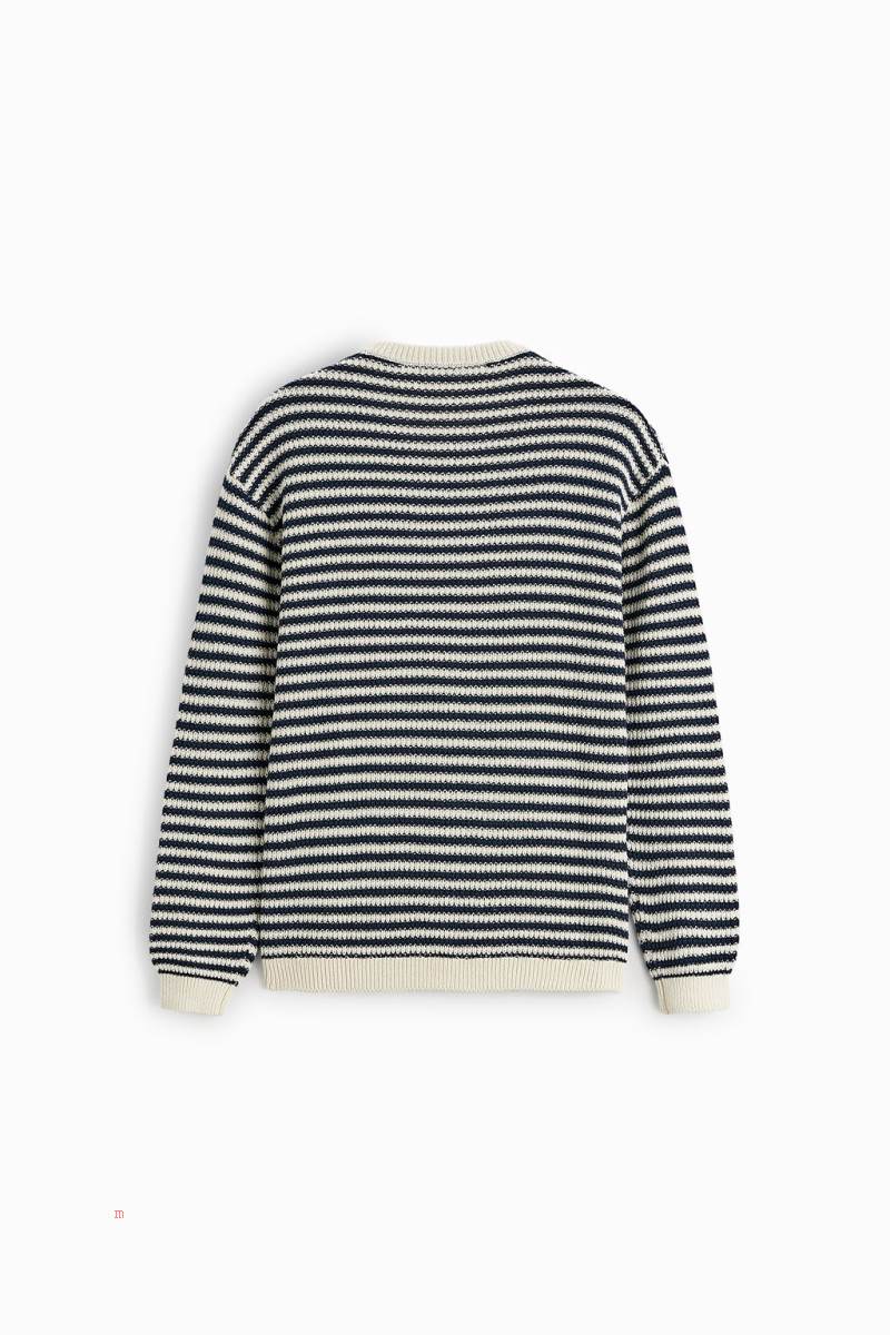 ZARA STRIPED Tröjor Herr Vita | EQFIH-6952