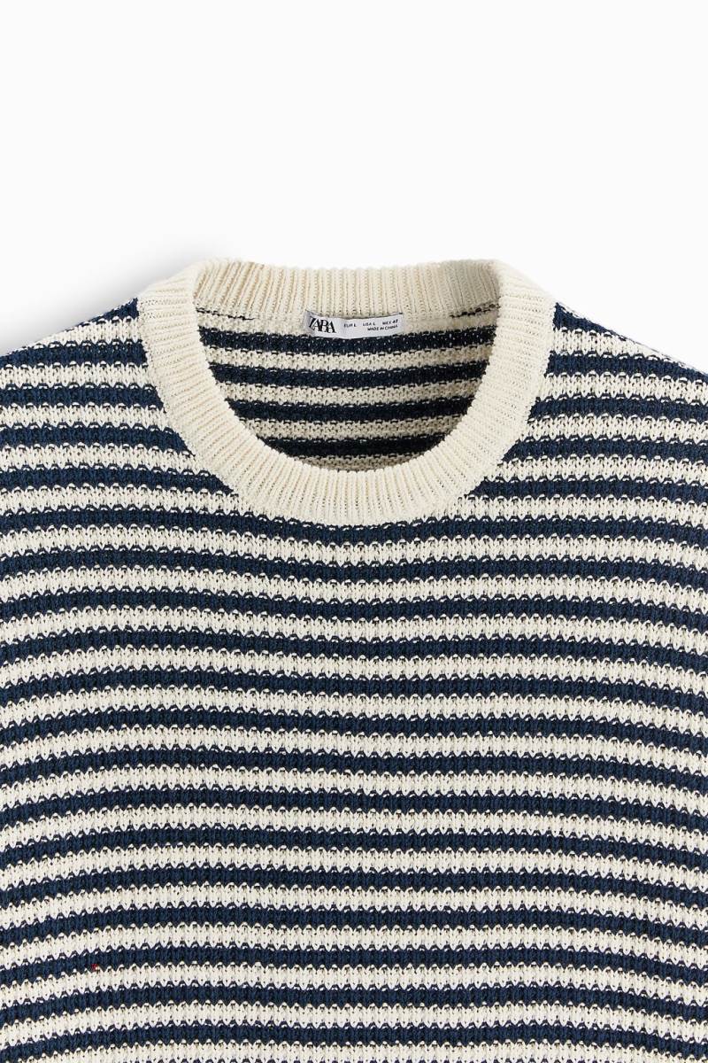 ZARA STRIPED Tröjor Herr Vita | EQFIH-6952