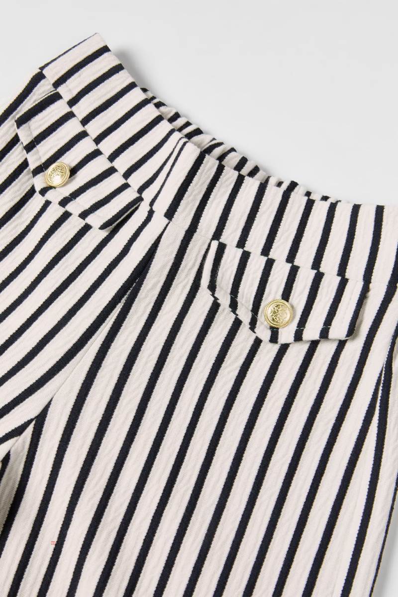 ZARA STRIPED WITH BUTTONS Byxor Tjej Blå | DJGEV-9015