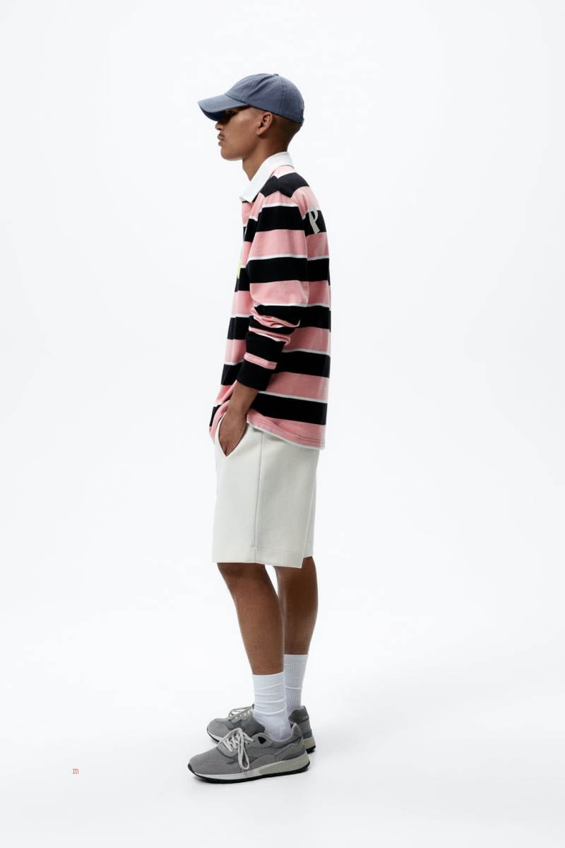 ZARA STRIPED WITH PATCH Piketröja Herr Khaki | JSKZL-8695