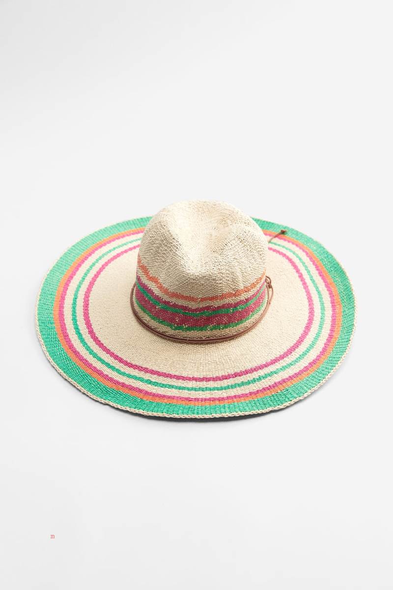 ZARA STRIPED WOVEN Hatt Dam Gröna | PRUXG-2510