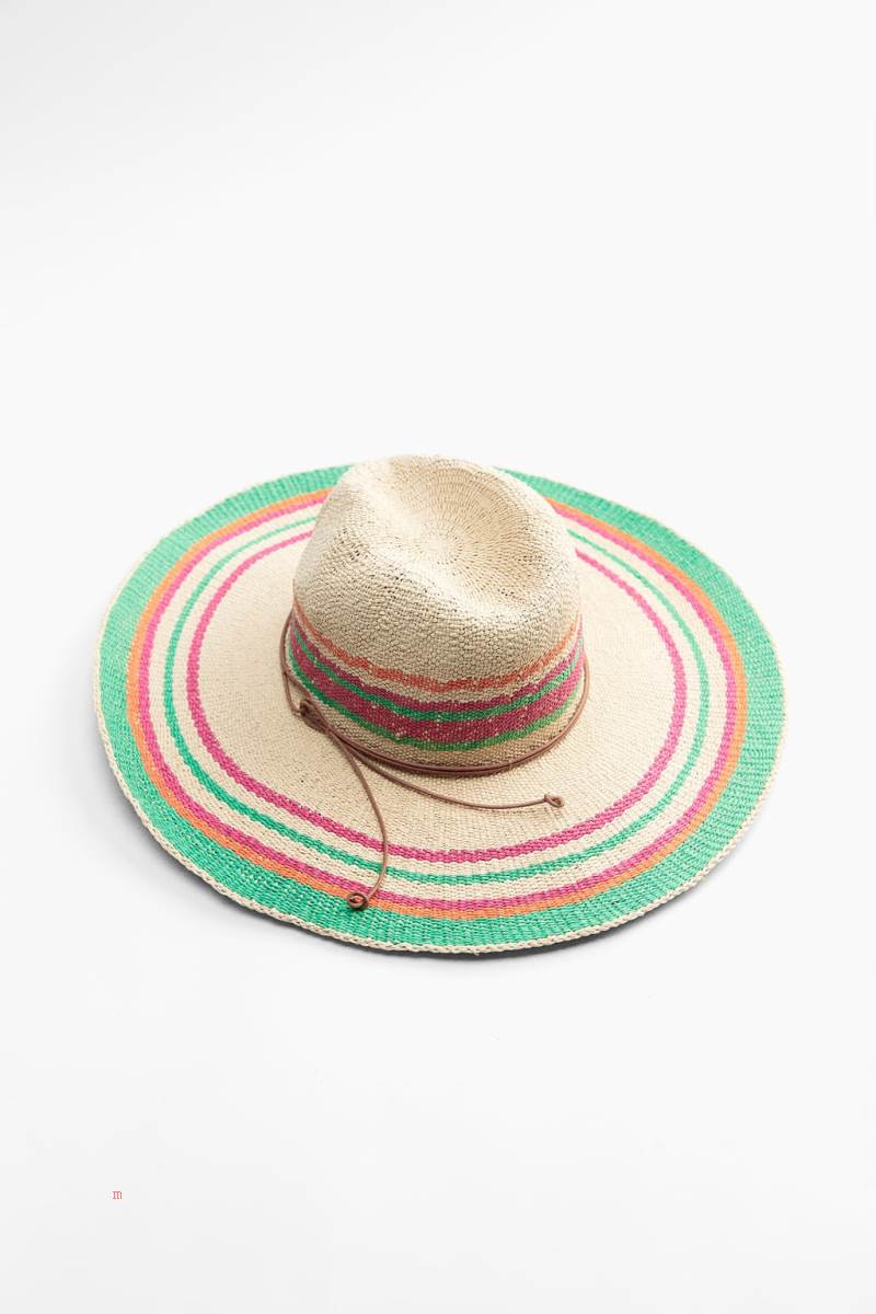 ZARA STRIPED WOVEN Hatt Dam Gröna | PRUXG-2510