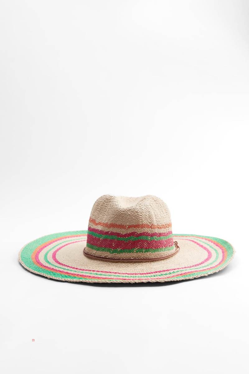 ZARA STRIPED WOVEN Hatt Dam Gröna | PRUXG-2510
