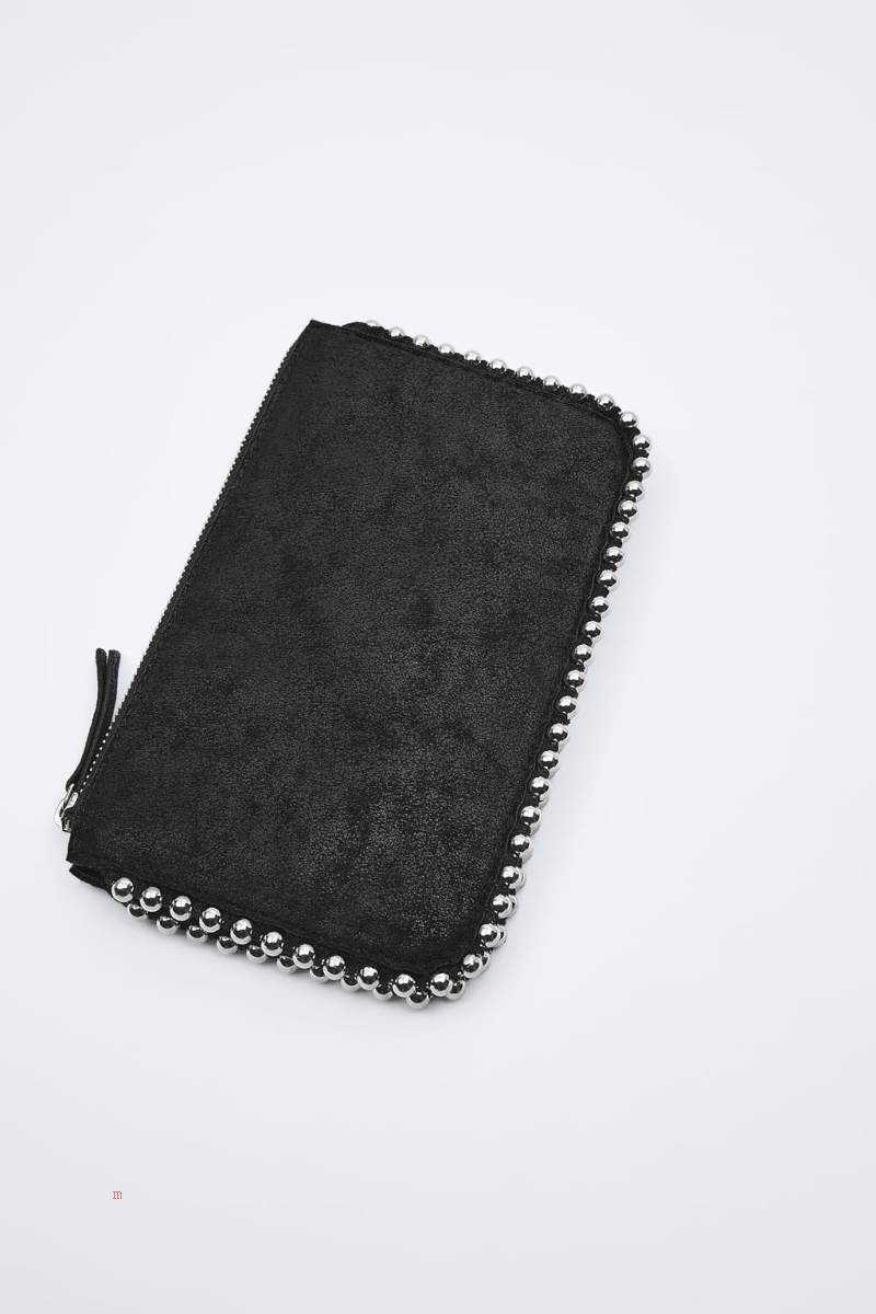 ZARA STUDDED BLACK Crossbody Väska Dam Svarta | LVTAO-8139