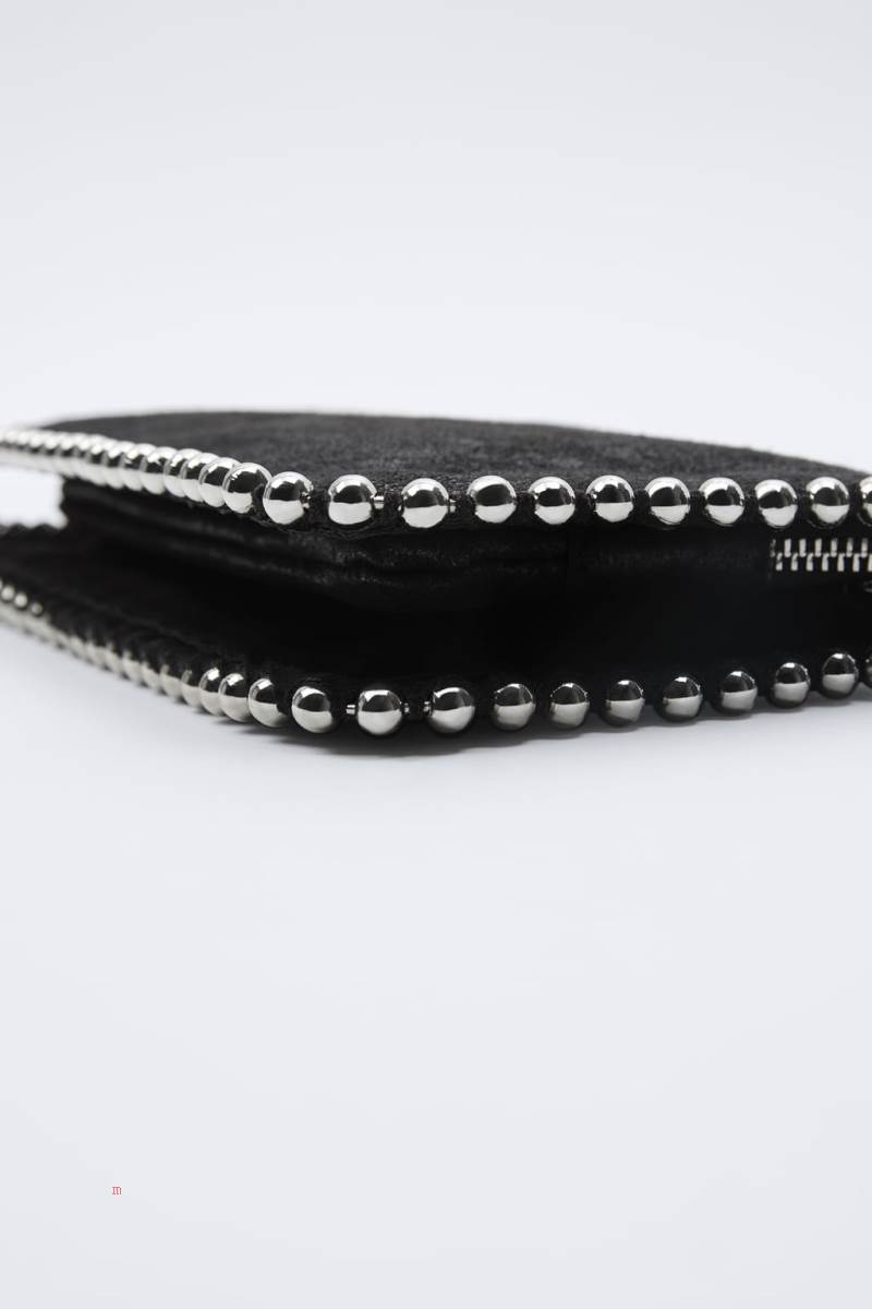 ZARA STUDDED BLACK Crossbody Väska Dam Svarta | LVTAO-8139