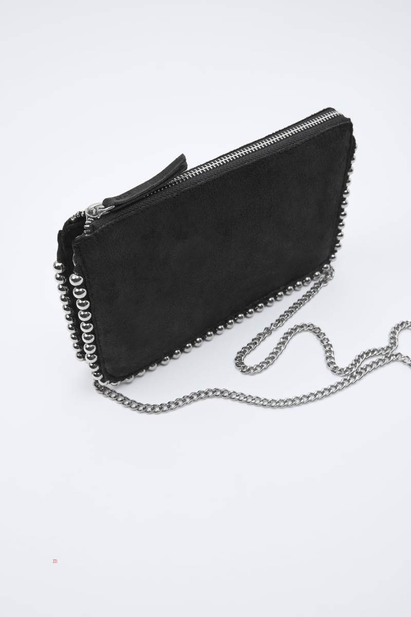 ZARA STUDDED BLACK Crossbody Väska Dam Svarta | LVTAO-8139