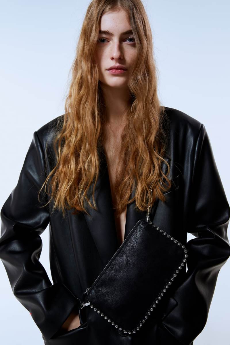 ZARA STUDDED BLACK Crossbody Väska Dam Svarta | LVTAO-8139
