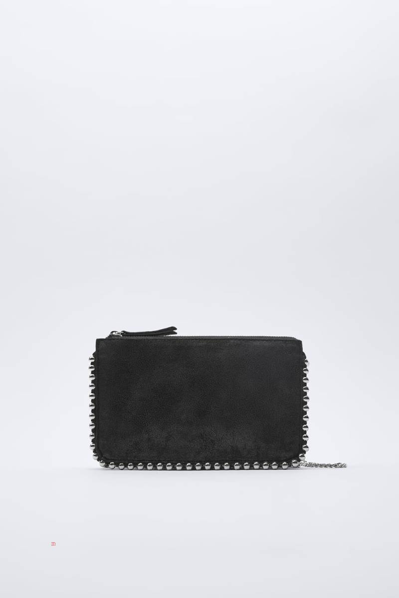 ZARA STUDDED BLACK Crossbody Väska Dam Svarta | LVTAO-8139