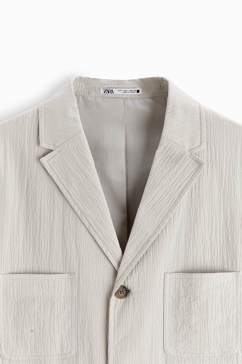 ZARA SUIT WITH SEERSUCKER DETAIL Blazers Herr Grå | ZCDYU-2810