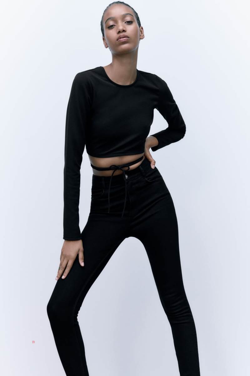 ZARA SUPER ELASTIC TRF JEGGINGS Jeans Dam Svarta | EAQTH-0369