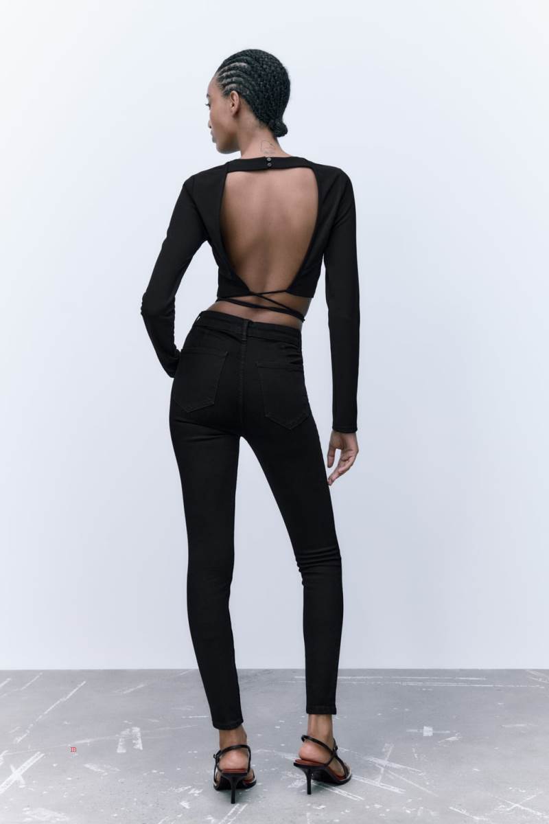 ZARA SUPER ELASTIC TRF JEGGINGS Jeans Dam Svarta | EAQTH-0369