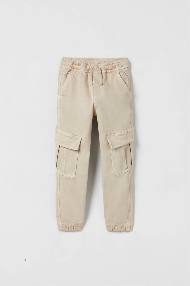 ZARA SUPER STRETCH CARGO Mjukisbyxor Pojke Bruna | NPIKQ-7134