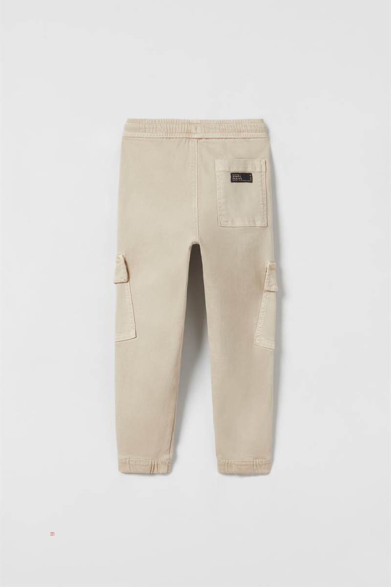 ZARA SUPER STRETCH CARGO Mjukisbyxor Pojke Bruna | NPIKQ-7134