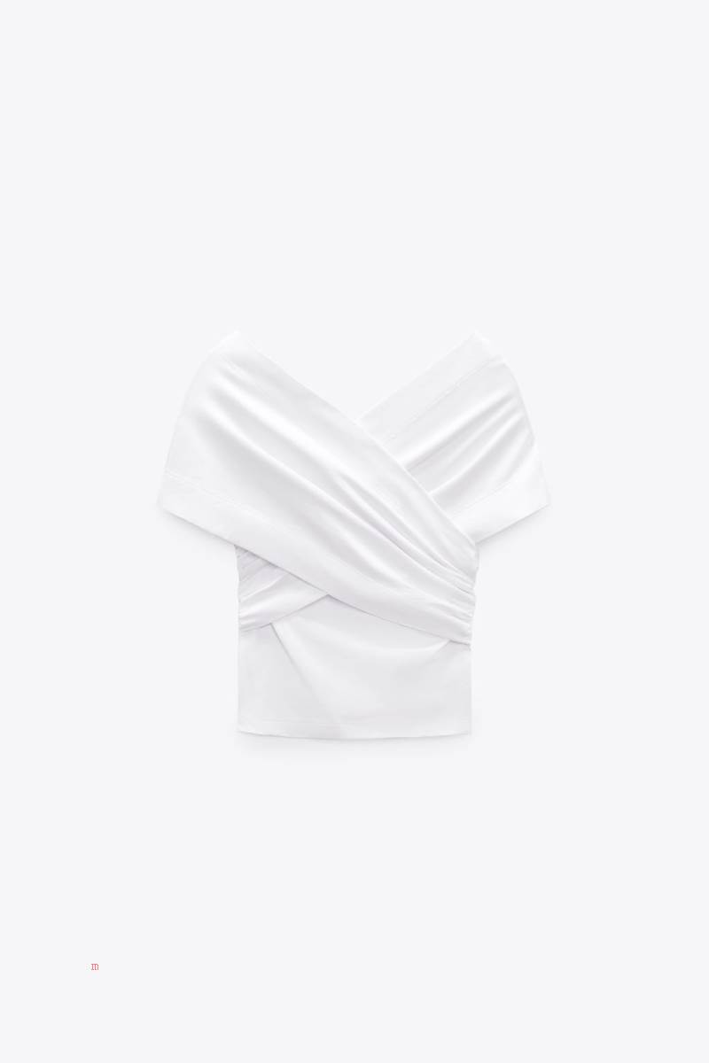 ZARA SURPLICE T-shirt Dam Vita | KGILB-2849