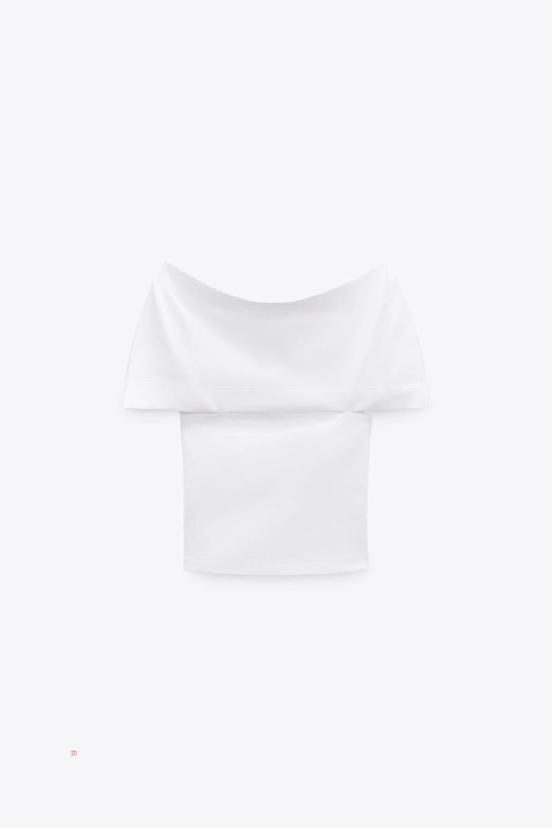 ZARA SURPLICE T-shirt Dam Vita | KGILB-2849