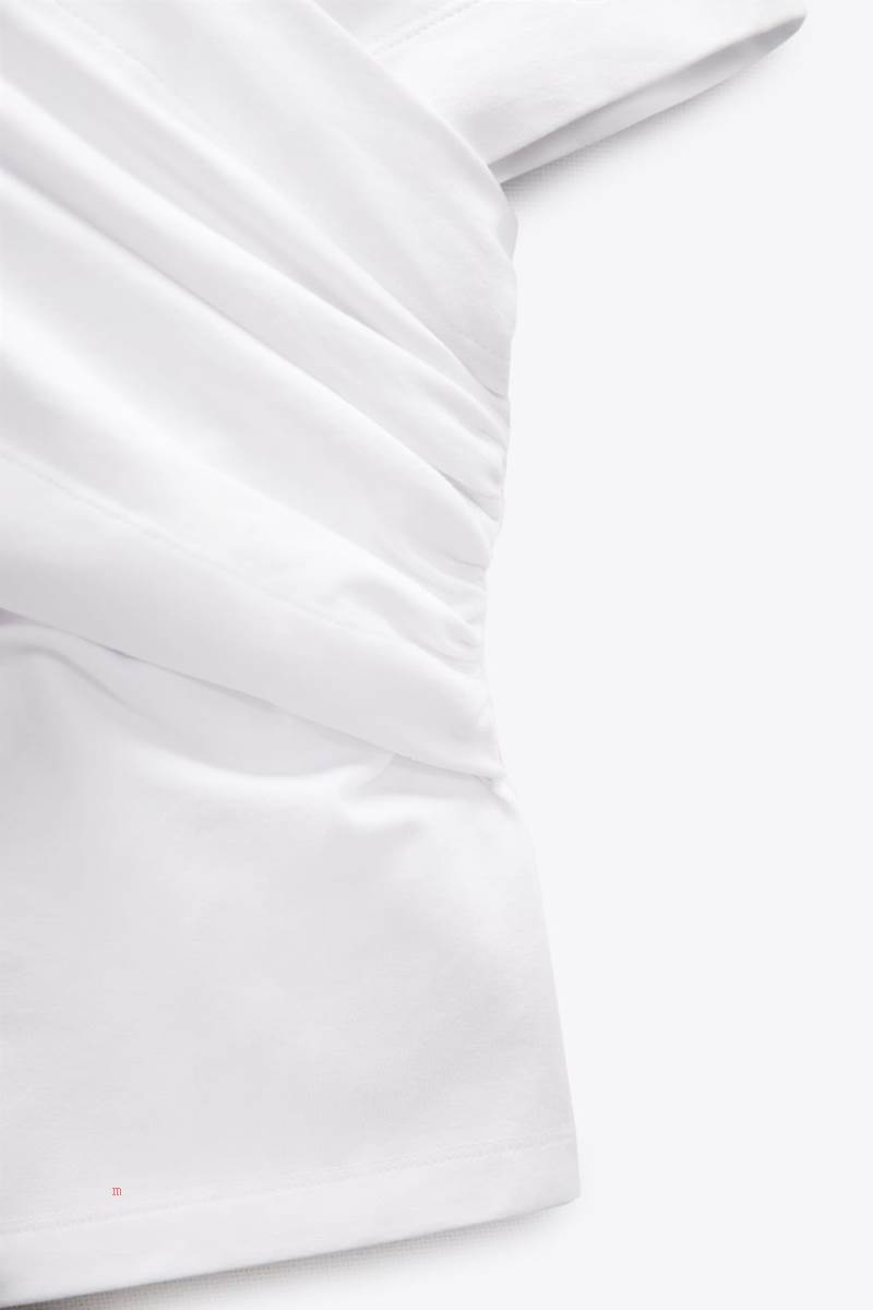 ZARA SURPLICE T-shirt Dam Vita | KGILB-2849