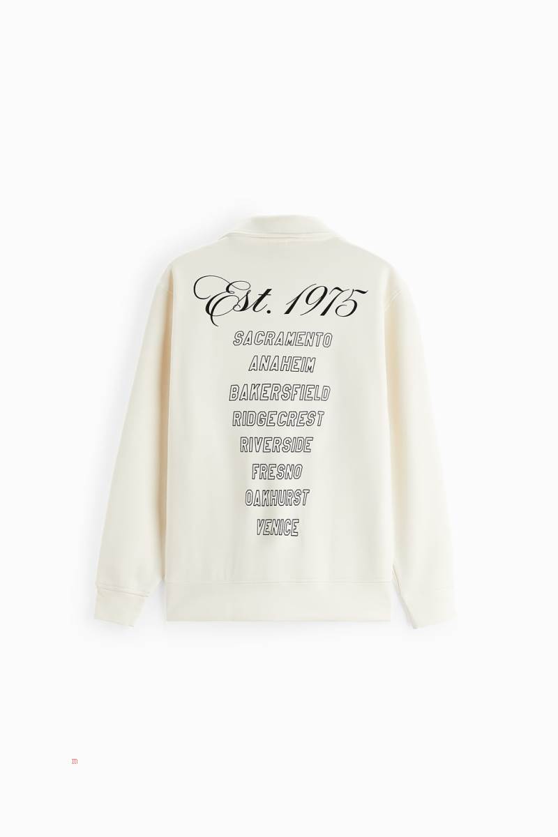 ZARA SWEATSHIRT WITH CONTRAST EMBROIDERY Sweatshirt Herr Grå Vita | HKGMF-0819