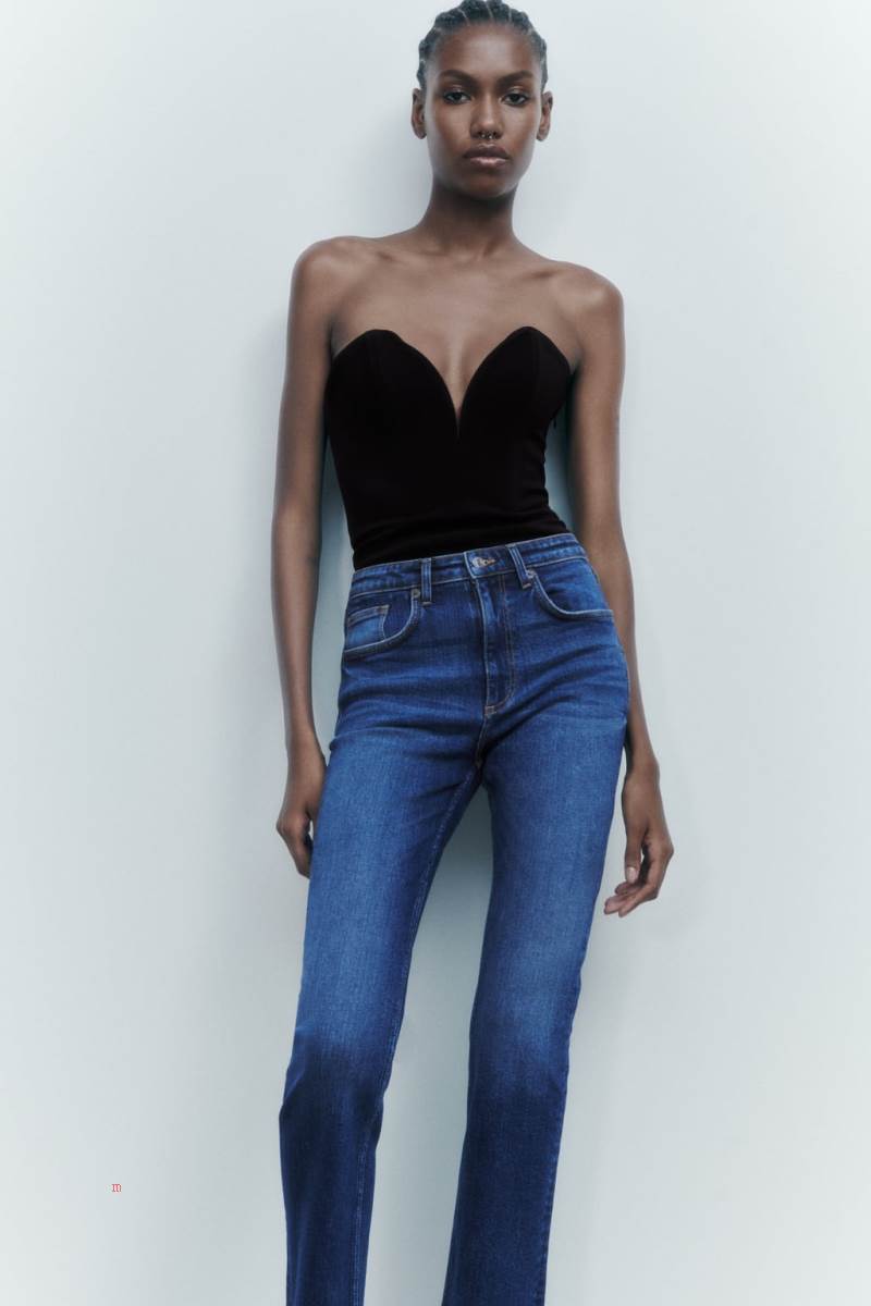 ZARA SWEETHEART NECKLINE Bodysuit Dam Svarta | LYSHP-0561